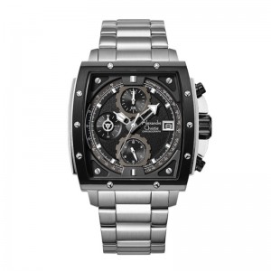 Alexandre Christie AC 6376 Silver Black Man Steel MCBTBBA